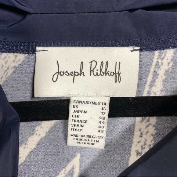 Joseph Ribkoff Printed Geometric Cowl Short Sleeve Dress Size 14 Blue - Picture 5 of 6